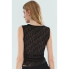 Kadın Moda Siyah Dantel Basic Bluz – Fitted  Kontrast Astar V-Yaka