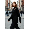 Kadın Modern Oversize Düşük Kol Siyah Akrilik Triko Kazak Cut Out Detaylı Günlük Şıklık Kaliteli