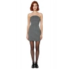 Kadın Modern Skater Kalıp Gri Balık Sırtı Dokuma Straplez Mini Elbise Şık Kış Kombinleri İçin