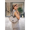 Kadın Örgü Dokulu Deri Kenarlı Omuz Taşımalı Fermuarlı Geniş Hacimli Tote Çanta