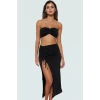 Kadın Örme Fitted Straplez Bluz Etek Plaj Takımı Dar Paça Modern Stil Premium Kalite