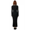 Kadın Örme Maxi Elbise Bodycon Kalıp Uzun Kollu Kayık Yaka Sırt Dekolteli Günlük Şık Giyim
