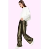 Kadın Örme Pantolon Saten Dokuma Geniş Paça Yüksek Bel Casual Stil Yaz Aylarının Vazgeçilmezi