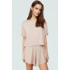 Kadın Örme Şortlu T shirt Takım Rahat Günlük Yazlık Kombin Kullanım Zarifane Tasarım