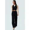 Kadın Örme Yelek Pantolon Takım Fitted Kalıp Geniş Paça İş Ve Günlük Profesyonel Görünüm