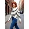 Kadın Oversize Bisiklet Yaka Çizgili Triko Kazak Kış Günleri İçin İdeal Şıklık ve Konfor Sunuyor