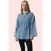 Kadın Oversize Denim Gömlek İspanyol Kol Regular Kalıp Pamuklu Günlük Stil Kaliteli Malzeme