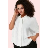Kadın Oversize Geniş Kalıp Dokuma Gömlek Regular Truvakar Kol Günlük Yaz Aylarının Vazgeçilmezi