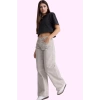Kadın Pamuk Denim Barrel Jeans Uzun Boy Geniş Paça Çok Çizgili Günlük Ve Rahat Özel Günler