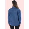 Kadın Pamuk Denim Gömlek Bebe Yaka Bağlama Detaylı Günlük Stil Hafta Sonu Kaliteli Malzeme