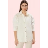 Kadın Pamuk Denim Gömlek Uzun Kollu Nakışlı Oversize Günlük Hafta Sonu Yaz Aylarının Vazgeçilmezi