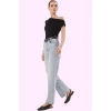 Kadın Pamuk Denim Jean Pantolon Yüksek Bel Geniş Paça Düz Desen Günlük Stil Modern Tasarım