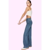 Kadın Pamuk Denim Jean Pantolon; Yüksek Bel; Geniş Paça; Günlük Stil Yaz Aylarının Vazgeçilmezi
