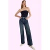 Kadın Pamuk Denim Jean Pantolon Yüksek Bel Geniş Paça Günlük Tarz Yaz Aylarının Vazgeçilmezi