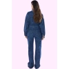 Kadın Pamuk Denim Jean Pantolon Yüksek Bel Geniş Paça Zebra Desenli Tüm Sezon Günlük Kullanım
