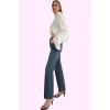 Kadın Pamuk Denim Jean; Yüksek Bel Straight Kalıp Boru Paça Günlük Kullanım Modern Tasarım