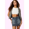 Kadın Pamuk Denim Mini Etek Yüksek Bel Soluk Efekt Günlük Kombinler İçin Dayanıklı Malzeme