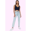 Kadın Pamuk Denim Mom Jean Pantolon Yüksek Bel Regular Boy Günlük Kullanım Kaliteli Malzeme