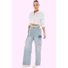 Kadın Pamuk Denim Pantolon Renk Yüksek Bel Geniş Paça Casual Günlük Kullanım Modern Tasarım