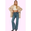 Kadın Pamuk Denim Pantolon Yüksek Bel Geniş Paça Günlük Kullanım İçin Mükemmel Özel Günler