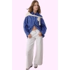 Kadın Pamuk Denim Pantolon Yüksek Bel Geniş Paça Günlük Stil Hafta Sonu Yaz Aylarının Vazgeçilmezi