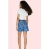 Kadın Pamuk Denim Şort City Short Kalıp Boru Paça Desenli Yüksek Bel Yazlık Günlük Kullanım