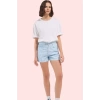 Kadın Pamuk Denim Şort Ekose Yüksek Bel Boru Paça Kısa Boy Günlük Stil Yaz Aylarının Vazgeçilmezi