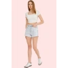 Kadın Pamuk Denim Şort Normal Bel Geniş Paça Yazlık Kısa Günlük Kullanım Dayanıklı Malzeme