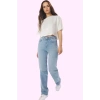 Kadın Pamuk Denim Straight Jean Pantolon Yüksek Bel Günlük Kullanım Yaz Aylarının Vazgeçilmezi