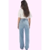 Kadın Pamuk Denim Straight Jean Pantolon Yüksek Bel Günlük Kullanım Yaz Aylarının Vazgeçilmezi