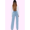 Kadın Pamuk Denim Wide Leg Jean Yüksek Bel Rahat Günlük Stil Hafta Sonu Yaz Aylarının Vazgeçilmezi