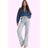 Kadın Pamuk Denim Yüksek Bel Wide Leg Pantolon Casual Stil Günlük Kullanım Kaliteli Malzeme