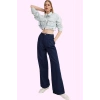 Kadın Pamuk Jean Pantolon Yüksek Bel Wide Leg Günlük Stil Hafta Sonu Yaz Aylarının Vazgeçilmezi