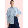 Kadın Pamuk Polyester Basic Gömlek Pelerin Detaylı Uzun Kollu Yaka Şık Günlük Modern Tasarım