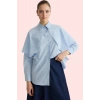 Kadın Pamuk Polyester Basic Gömlek Pelerin Detaylı Uzun Kollu Yaka Şık Günlük Modern Tasarım