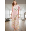 Kadın Pamuklu Çiçekli Pijama Takımı Rahat Ev Giyim Seti Özenle Seçilmiş Modern Stil