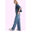 Kadın Pamuklu Denim Geniş Paça Pantolon Günlük Kullanım için Hafta Sonu Yaz Aylarının Vazgeçilmezi