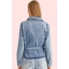 Kadın Pamuklu Denim Gömlek; Kruvaze V Yaka Uzun Kollu Günlük Stil Yaz Aylarının Vazgeçilmezi