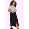 Kadın Pamuklu Denim Midi Etek Yüksek Bel Ön Yırtmaçlı A line Kesim Rahat Günlük Hafta Sonu