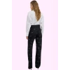 Kadın Pamuklu Denim Pantolon Geniş Paça Yüksek Bel Günlük Stil Hafta Sonu Kaliteli Malzeme