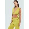 Kadın Pamuklu Dokuma Plaj Bluz Pantolon Takımı Rahat Yaz Kombinleri İçin Modern Stil