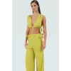 Kadın Pamuklu Dokuma Plaj Bluz Pantolon Takımı Rahat Yaz Kombinleri İçin Modern Stil