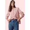 Kadın Pamuklu Flamlı Dokuma Gömlek Dik Yaka Günlük Casual Stil Hafta Sonu Kaliteli Malzeme