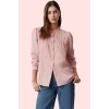 Kadın Pamuklu Flamlı Dokuma Gömlek Dik Yaka Günlük Casual Stil Hafta Sonu Kaliteli Malzeme