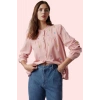 Kadın Pamuklu Flamlı Dokuma Gömlek Dik Yaka Günlük Casual Stil Hafta Sonu Kaliteli Malzeme