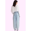 Kadın Pamuklu Jean Pantolon Geniş Paça Yüksek Bel Rigid Dokuma Günlük Kullanım Özel Günler