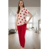 Kadın Pamuklu Kalpli Desenli Rahat Pijama Takımı Kullanım Modern Stil Premium Kalite Seçkin Malzeme