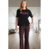 Kadın Pamuklu Kısa Kollu Bisiklet Yaka Pijama Takımı Uzun Ömürlü Premium Kalite Seçkin Malzeme