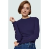Kadın Pamuklu Örme Bluz Dik Yaka Uzun Kollu Dayanıklı Malzeme Modern Stil