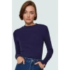 Kadın Pamuklu Örme Bluz Dik Yaka Uzun Kollu Dayanıklı Malzeme Modern Stil